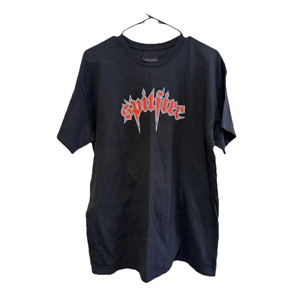 Spitfire T Shirt Men Spellout Black Red Graphic L Cotton Short Sleeve